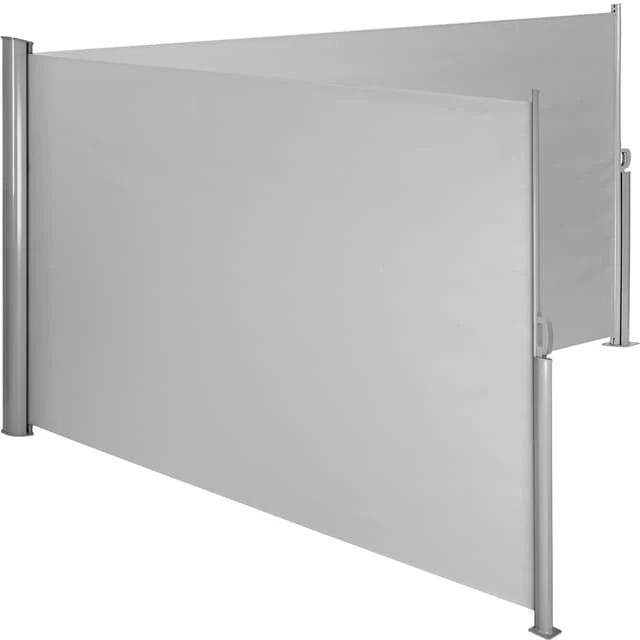 Tectake Double-Sided Retractable Awning & Privacy Screen Aluminum, 600 x 160 x 10 cm, Grey