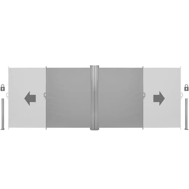 Tectake Double-Sided Retractable Awning & Privacy Screen Aluminum, 600 x 160 x 10 cm, Grey