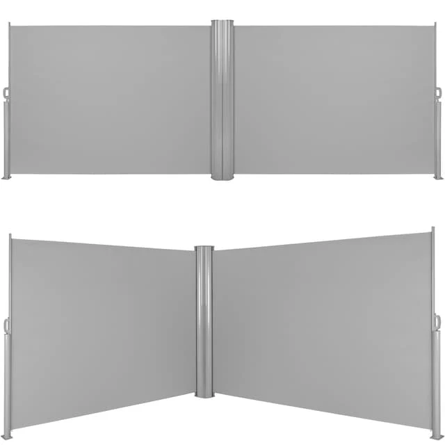 Tectake Double-Sided Retractable Awning & Privacy Screen Aluminum, 600 x 160 x 10 cm, Grey