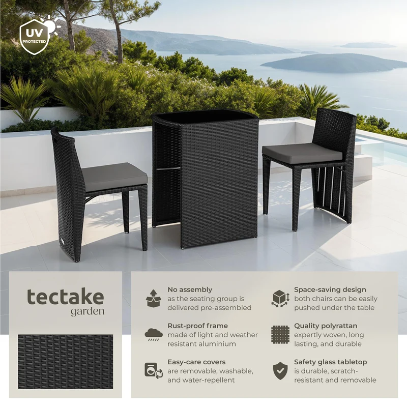 Tectake Garden Table & Chairs Hamburg, bistro set