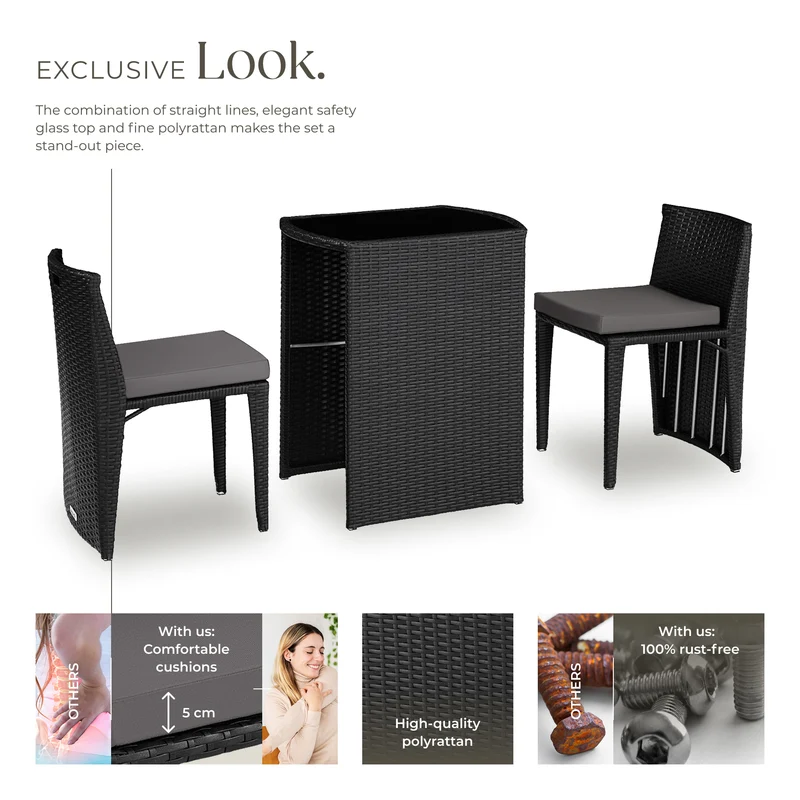 Tectake Garden Table & Chairs Hamburg, bistro set
