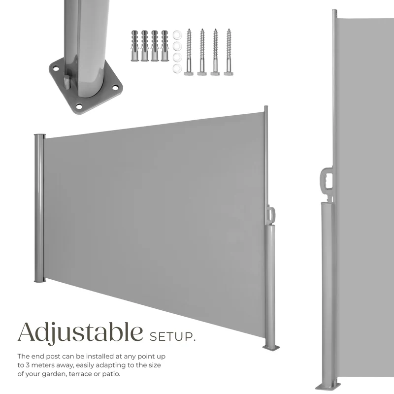 Tectake Aluminum Retractable Side Awning 300 x 180 x 10 cm, Grey