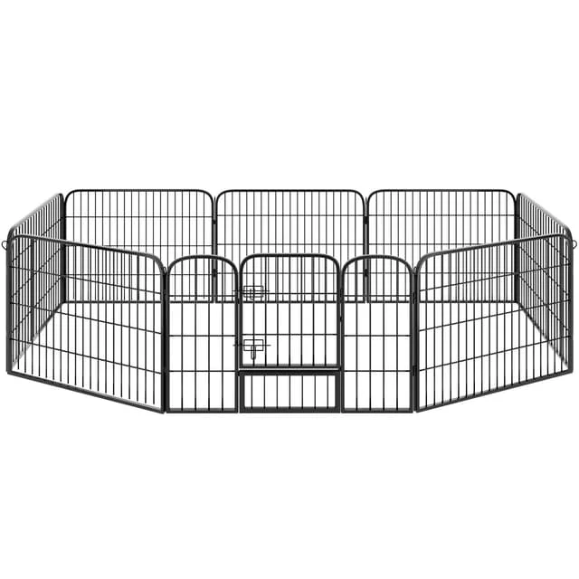 Tectake 8-Section Dog Pen Lisa 154 x 154 x 60 cm, Grey