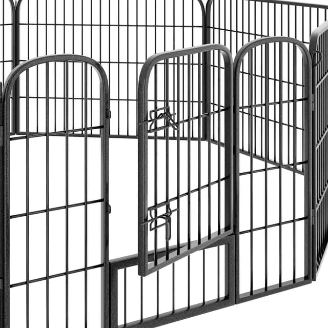 Tectake 8-Section Dog Pen Lisa 154 x 154 x 60 cm, Grey