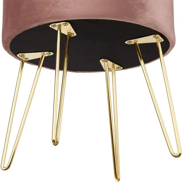 Tectake Ava Round Padded Velvet Stool with Storage
