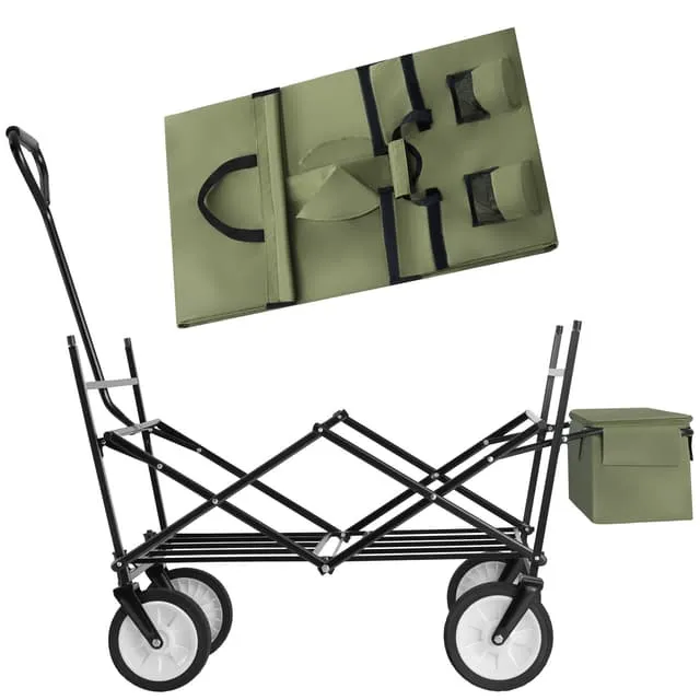 Foldable Garden Trolley with roof, 3 pockets, transport bag, 80 kg capacity