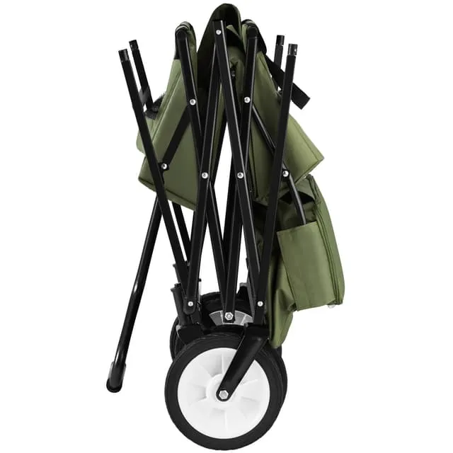 Foldable Garden Trolley with roof, 3 pockets, transport bag, 80 kg capacity