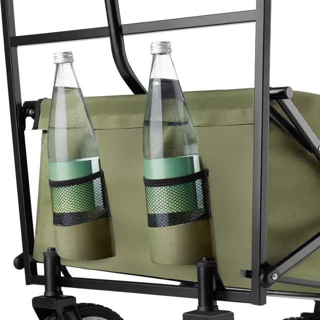 Foldable Garden Trolley with roof, 3 pockets, transport bag, 80 kg capacity