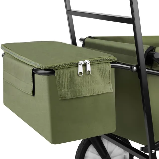 Foldable Garden Trolley with roof, 3 pockets, transport bag, 80 kg capacity