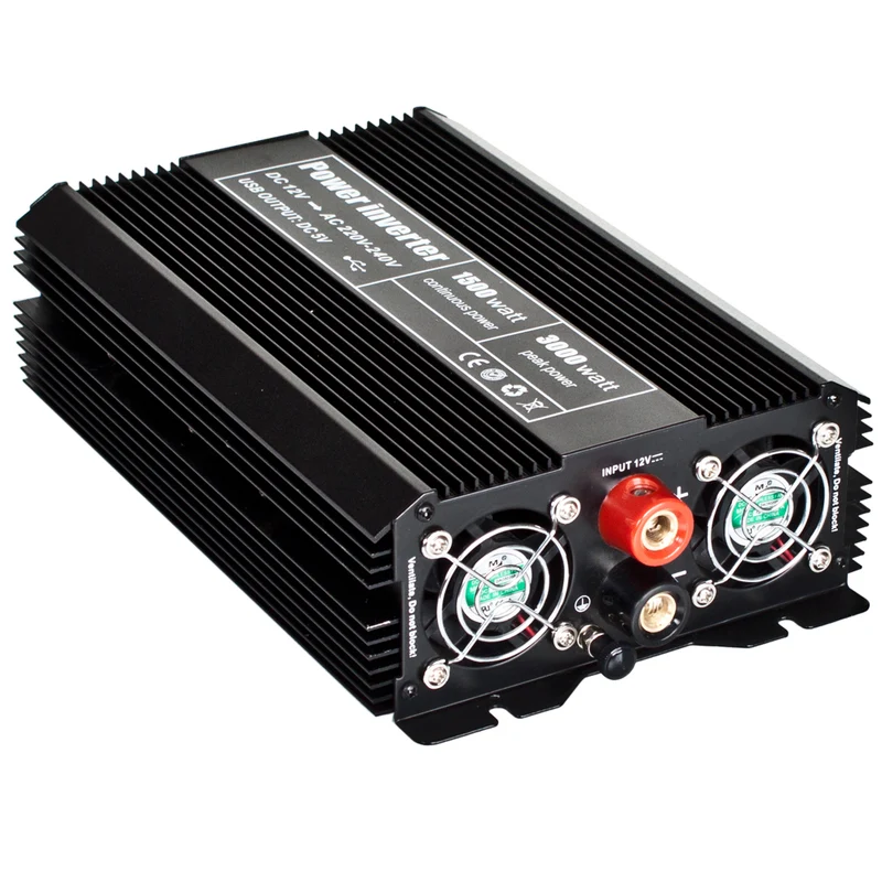 Tectake Voltage Converter Power Inverter 12V to 230V 1500W-3000W, Black