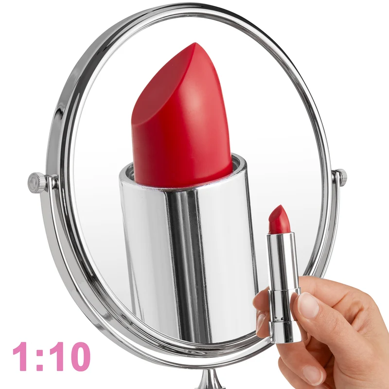 Vanity Mirror, round, double sided, with 10 x magnification, Silver