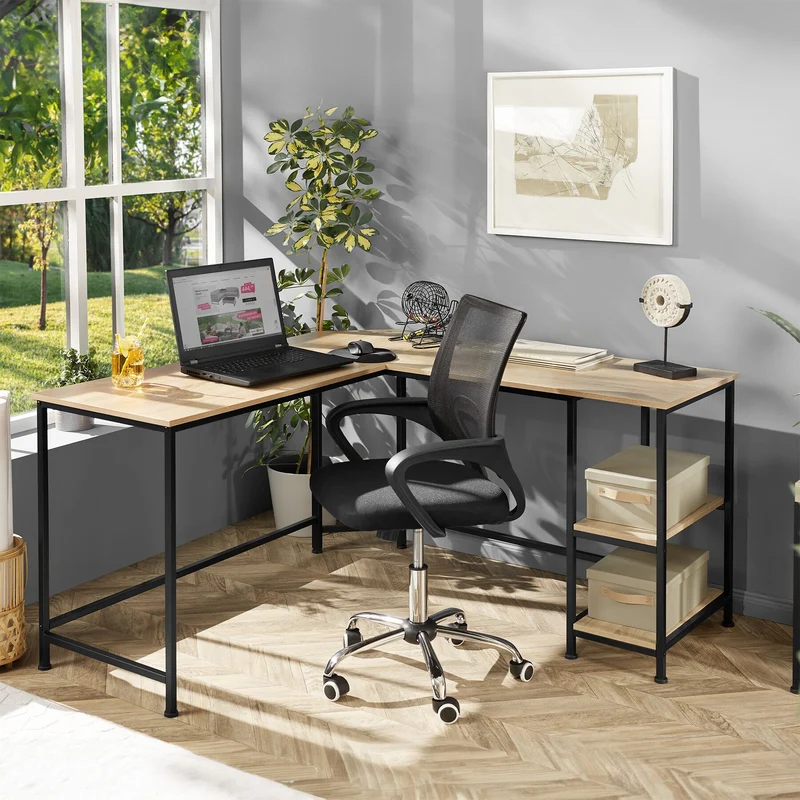 Hamilton corner unit desk 138 cm, Industrial light wood