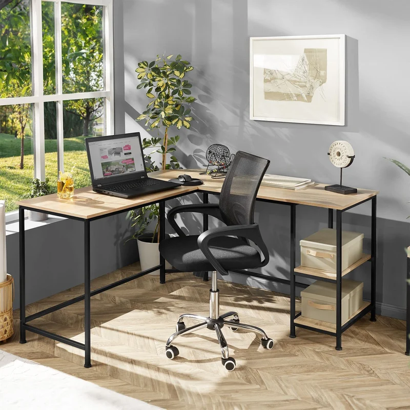 Hamilton corner unit desk 138 cm, Industrial light wood