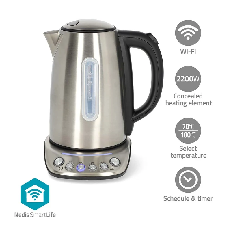 SmartLife Waterkoker Wi-Fi - 1.7l - Roestvrij Staal