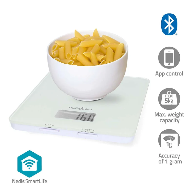 SmartLife-keukenweegschaal Bluetooth® - Glas / Kunststof - Wit