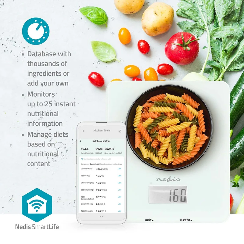 SmartLife-keukenweegschaal Bluetooth® - Glas / Kunststof - Wit