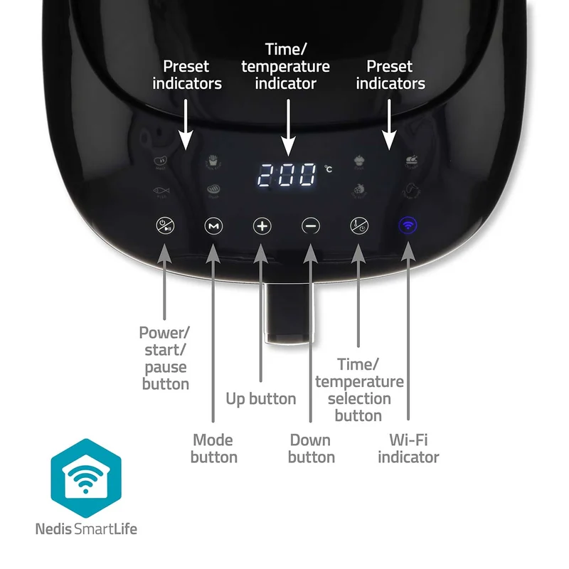 SmartLife Heteluchtfriteuse Wi-Fi - 7,2l - Tijdschakelaar: 1u