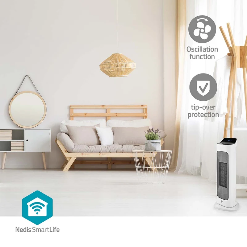 SmartLife keramische PTC-ventilatorkachel 2000W - 2 Warmte Standen - Zwenkfunctie