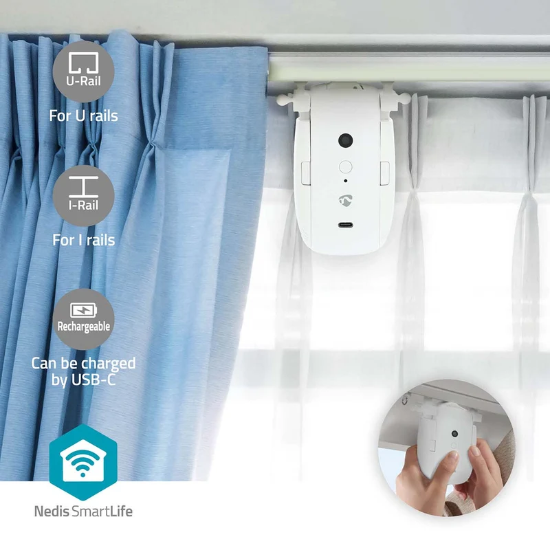 SmartLife Gordijnrobot I Rail / U Rail - Gordijnen - Batterij Gevoed / USB Gevoed