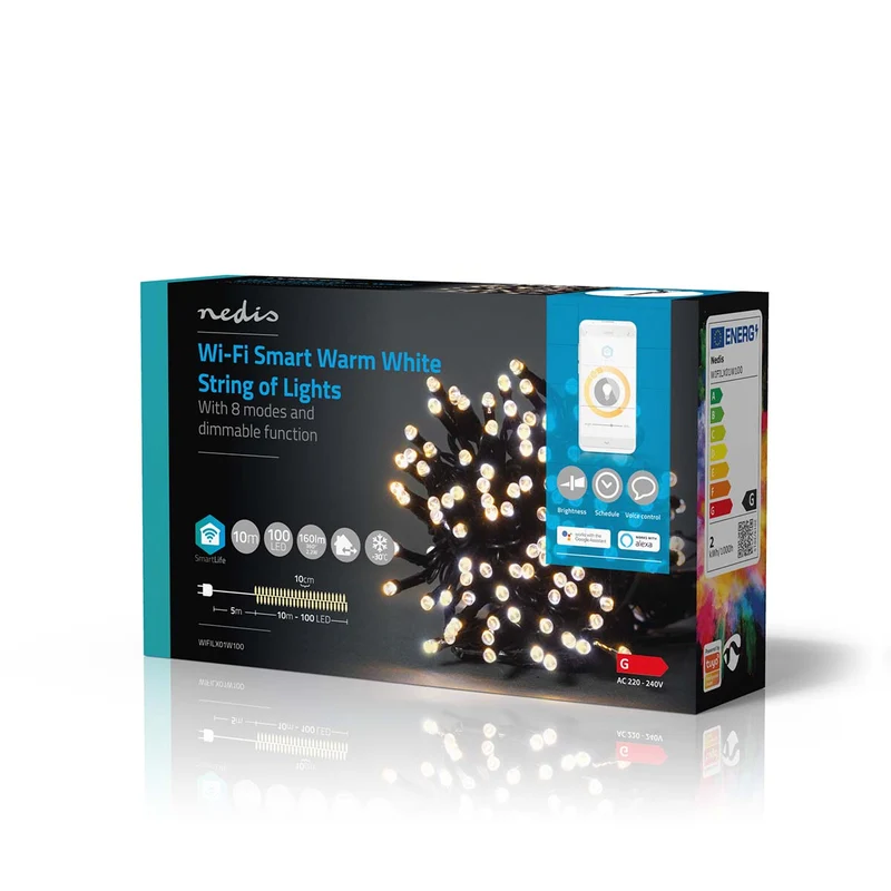 SmartLife-kerstverlichting Koord - Wi-Fi - Warm Wit