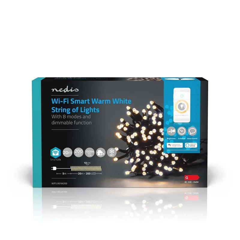 SmartLife-kerstverlichting Koord - Wi-Fi - Warm Wit