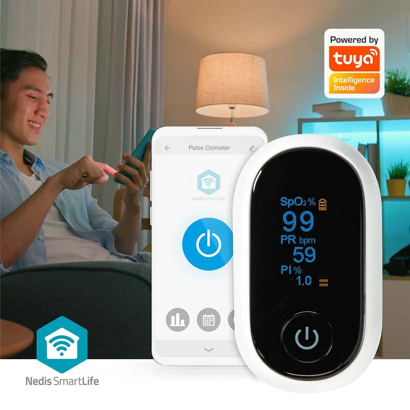 SmartLife Pulse Oximeter Bluetooth® - OLED - Anti-bewegingsinterferentie / Auditief alarm / Hoge precisie sensor / Perfusie-index / Polsslag / Zuurstofverzadiging (SpO2)