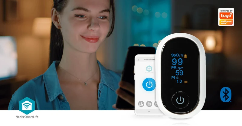 SmartLife Pulse Oximeter Bluetooth® - OLED - Anti-bewegingsinterferentie / Auditief alarm / Hoge precisie sensor / Perfusie-index / Polsslag / Zuurstofverzadiging (SpO2)