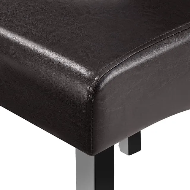 Dining Chair with Ergonomic Seat Shape, Padded Faux Leather, Dark Brown