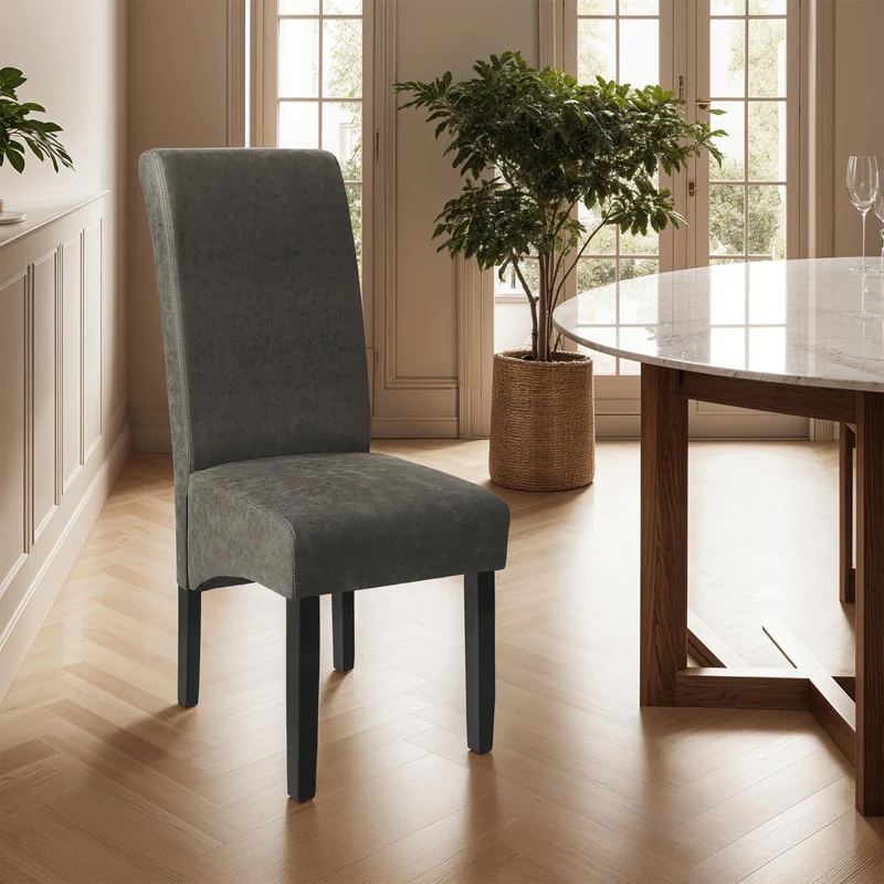 tectake Ergonomic Dining Chair in Robust Wood 45 x 44 x 106 cm, Grey Melange