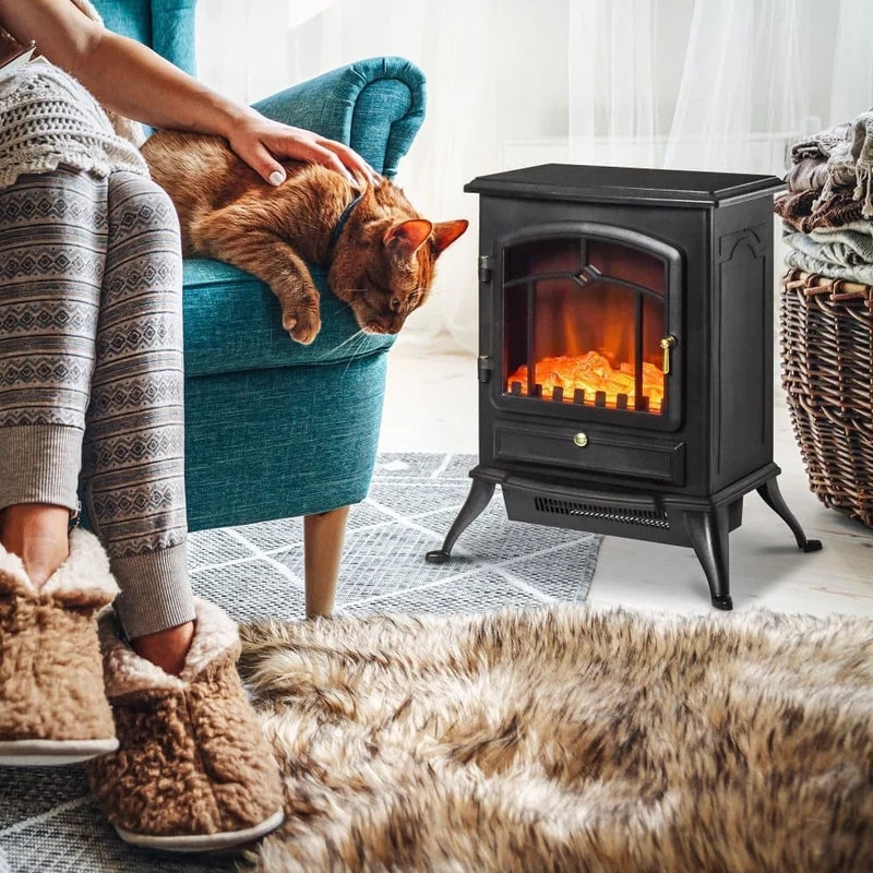 Electric Fireplace 1000/2000W Flame Effect, Overheat Protect