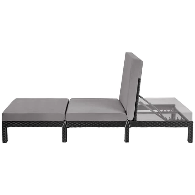 Tectake Polyrattan Sun Lounger Sofia, Black