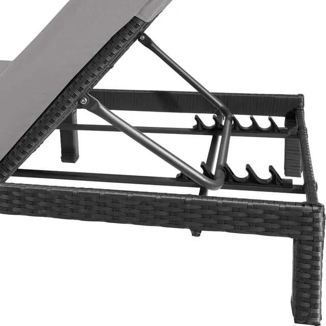 Tectake Polyrattan Sun Lounger Sofia, Black