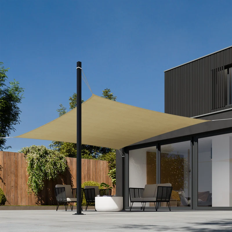 Shade Sail, Rectangular with UV protection 50+, water-repellent, 3.6 x 3.6 m, Beige