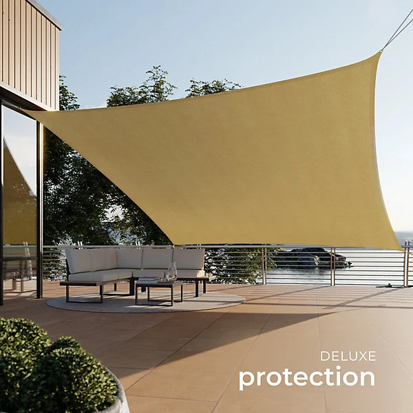 Shade Sail, Rectangular with UV protection 50+, water-repellent, 3.6 x 3.6 m, Beige