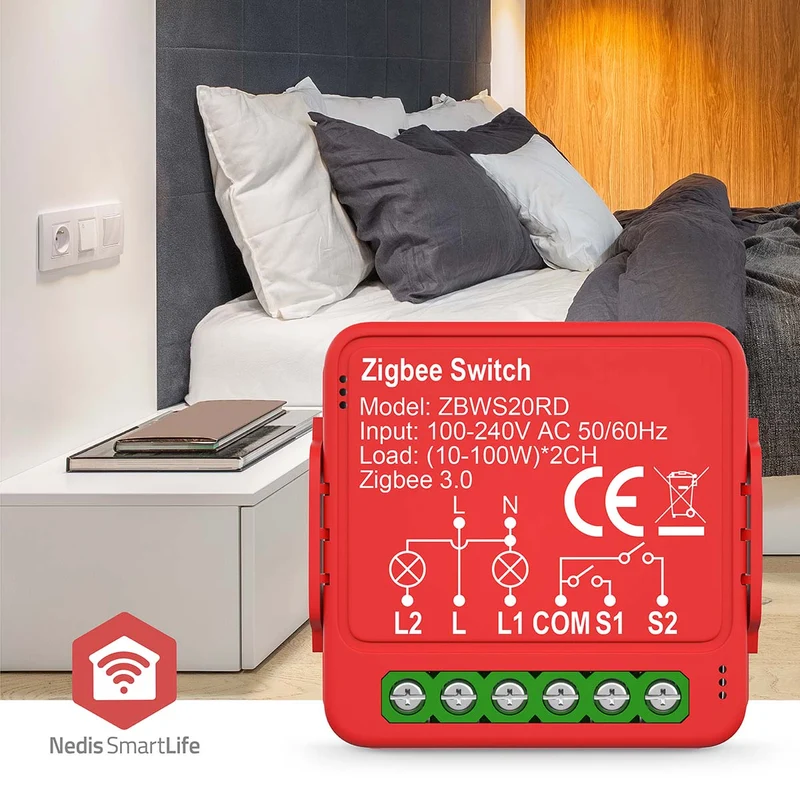 SmartLife inbouwmodule Zigbee 3.0 - Dubbele schakelaar - 2 x 100W
