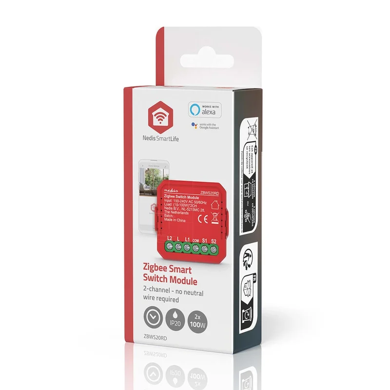 SmartLife inbouwmodule Zigbee 3.0 - Dubbele schakelaar - 2 x 100W