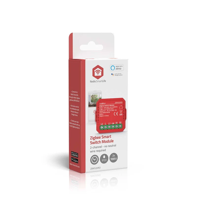 SmartLife inbouwmodule Zigbee 3.0 - Dubbele schakelaar - 2 x 100W