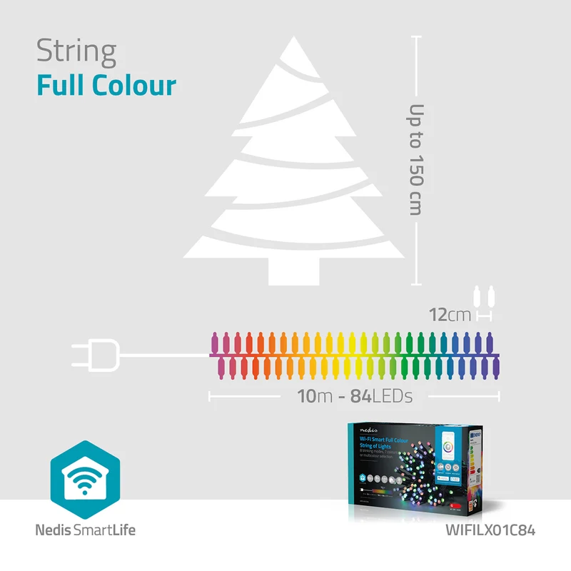 SmartLife-kerstverlichting Koord - Wi-Fi - RGB