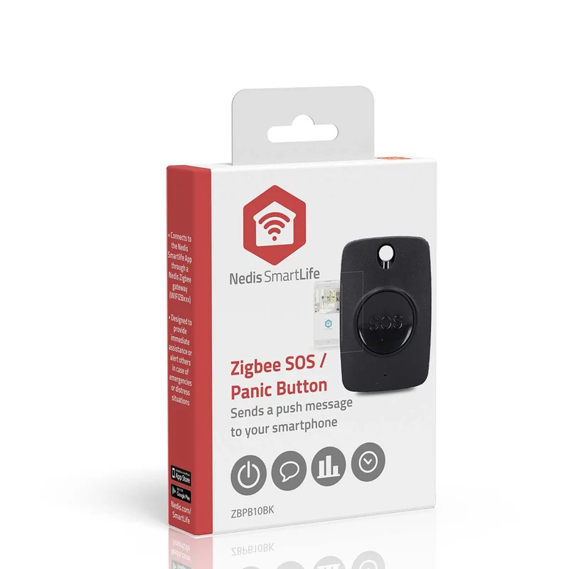 Smart Home Paniekknop Zigbee 3.0 - CR2025 - Zwart
