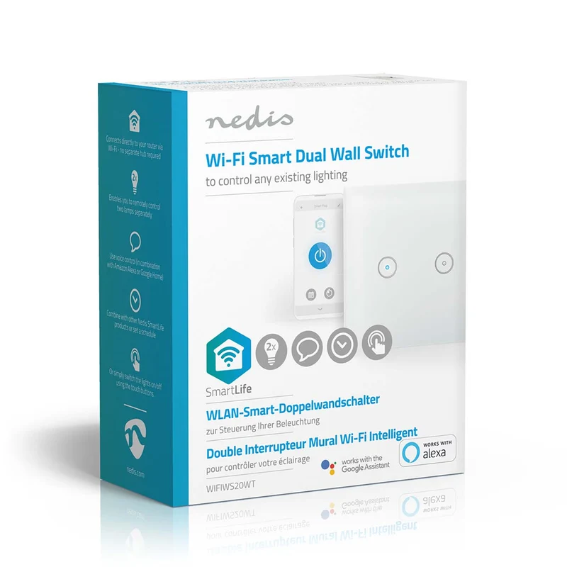 SmartLife Wandschakelaar Wi-Fi - Duaal - Muurmontage