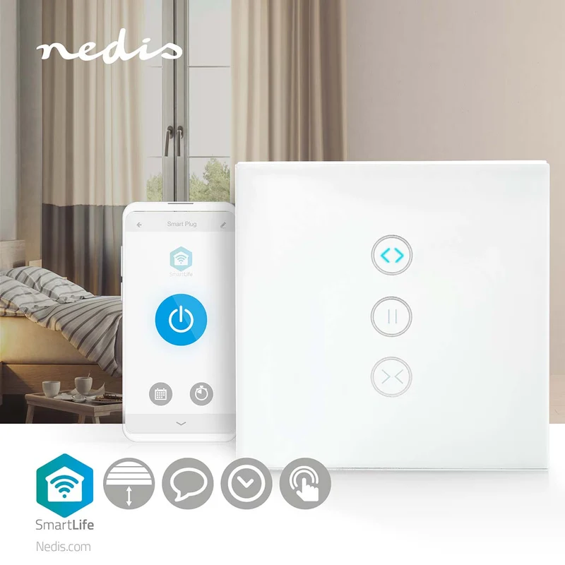 SmartLife Wandschakelaar Wi-Fi - Gordijn / Sluiter / Zonnescherm - Muurmontage