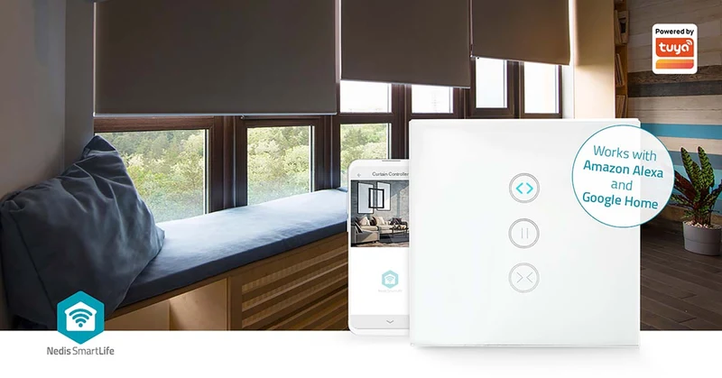 SmartLife Wandschakelaar Wi-Fi - Gordijn / Sluiter / Zonnescherm - Muurmontage