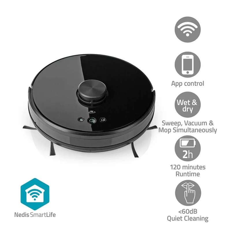 SmartLife Robotstofzuiger Navigatiemethode: Laser navigatie - Wi-Fi - Capaciteit opvangreservoir: 0.6l