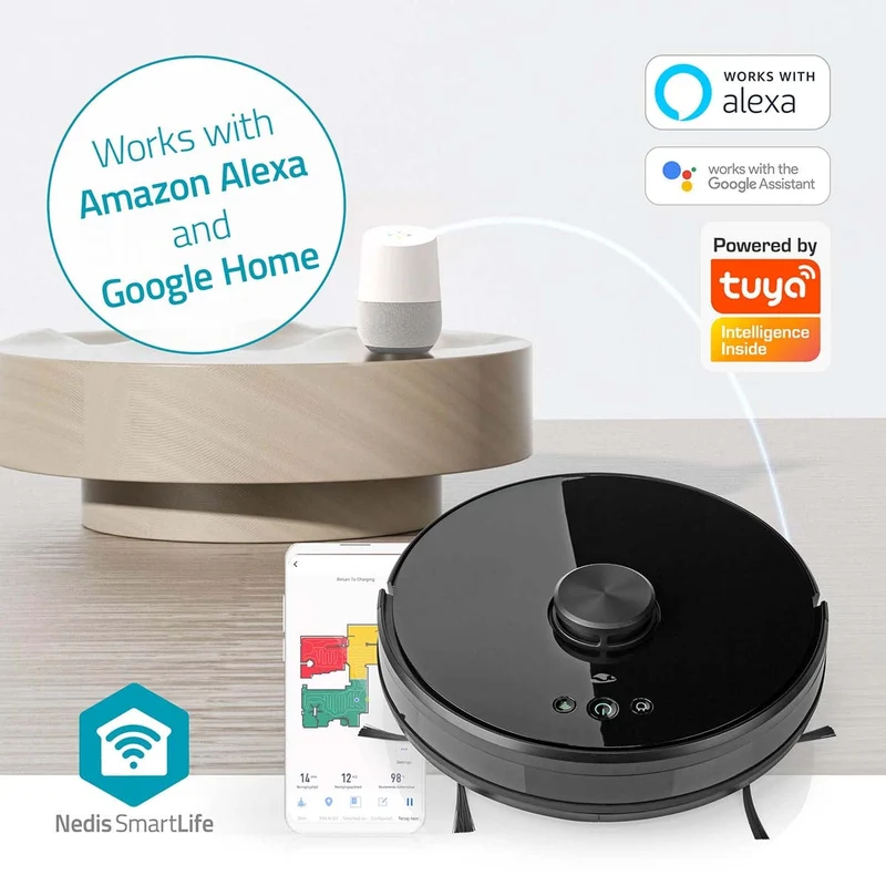 SmartLife Robotstofzuiger Navigatiemethode: Laser navigatie - Wi-Fi - Capaciteit opvangreservoir: 0.6l