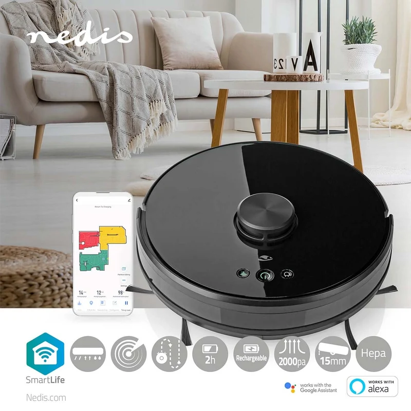 SmartLife Robotstofzuiger Navigatiemethode: Laser navigatie - Wi-Fi - Capaciteit opvangreservoir: 0.6l