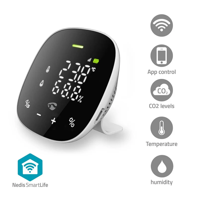 SmartLife Luchtkwaliteitsmonitor Wi-Fi - Display - Koolstofdioxide (CO2) / Temperatuur / Vochtigheid