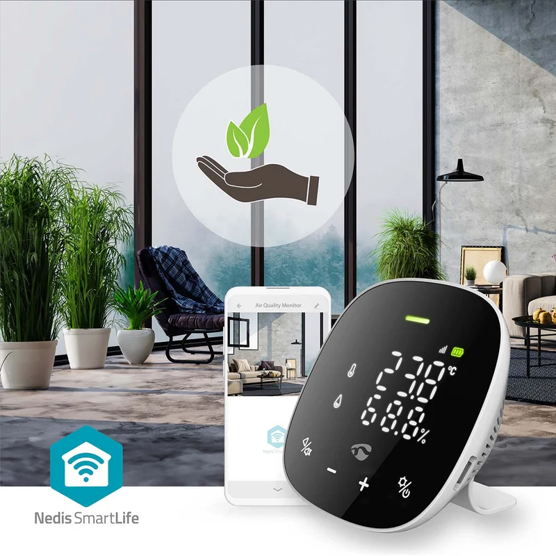 SmartLife Luchtkwaliteitsmonitor Wi-Fi - Display - Koolstofdioxide (CO2) / Temperatuur / Vochtigheid