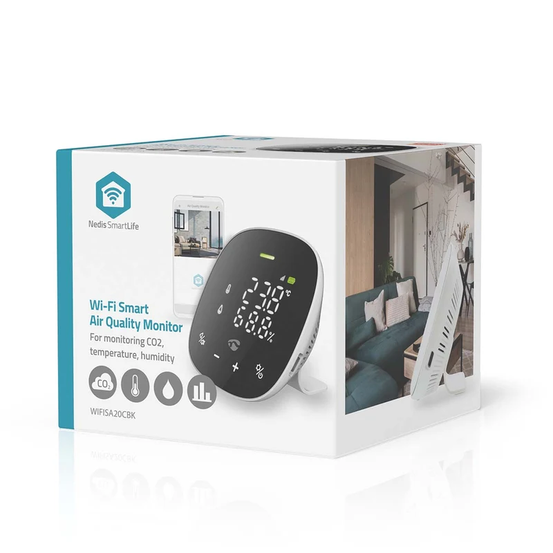 SmartLife Luchtkwaliteitsmonitor Wi-Fi - Display - Koolstofdioxide (CO2) / Temperatuur / Vochtigheid
