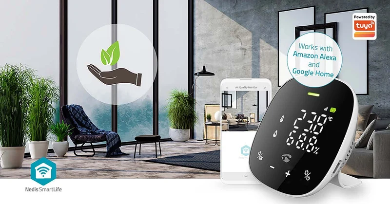 SmartLife Luchtkwaliteitsmonitor Wi-Fi - Display - Koolstofdioxide (CO2) / Temperatuur / Vochtigheid