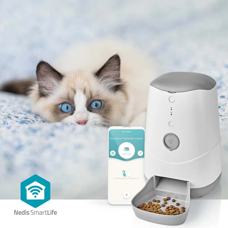 SmartLife Dierenvoeding Dispenser Automatische Voerbak Kat en Hond - Wi-Fi - 3.7l